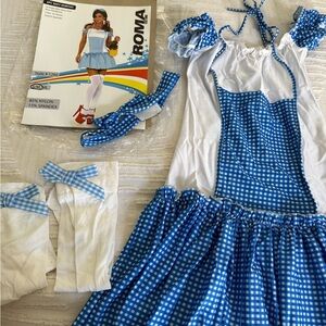 Roma Blue and White Gingham Dress Set COSTUME